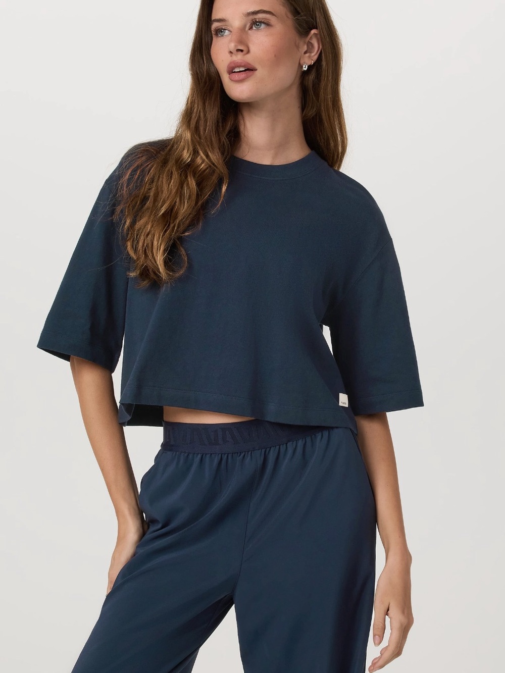 Vuori Short Sleeve Heavyweight Crop Cotton Tee Ink - XS